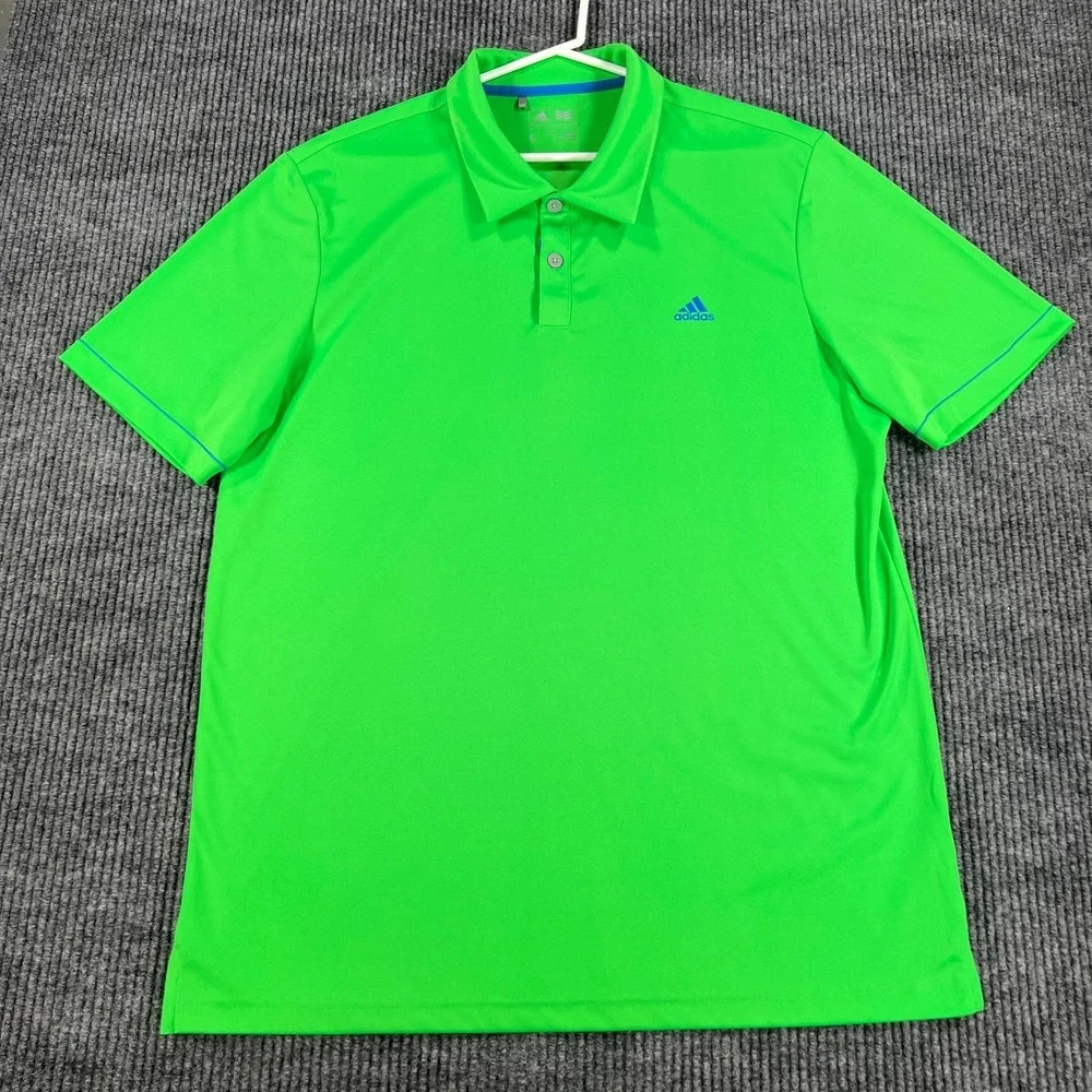 Adidas Polo‎ Shirt Mens Large Green Short Sleeve Casual Golf Performance